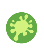A green circle with a light green splatter in the middle.